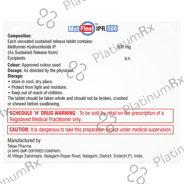 Metfine IPR 500 Tablet SR
