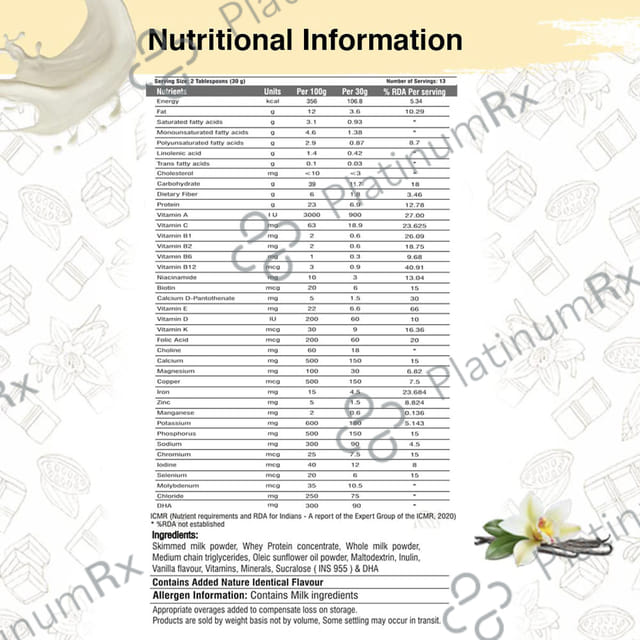 B Sure Vanilla Flavour Regular Powder 400gm