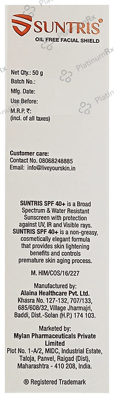Suntris Oil Free Facial Shield SPF 40 PA+++ lotion 50gm