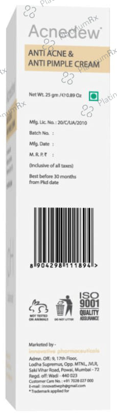 Acnedew PH Balanced Anti Acne & Anti Pimple Cream (25gm Each) 4 Tube