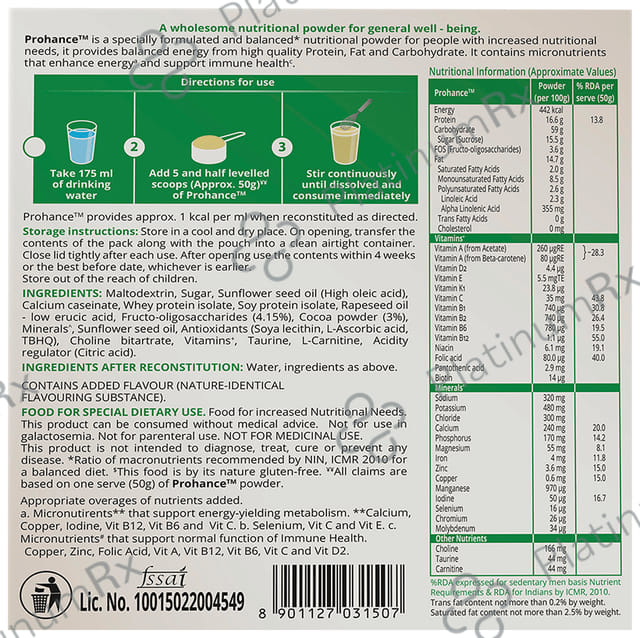 Prohance Complete Drink Flavour Chocolate Powder 200gm