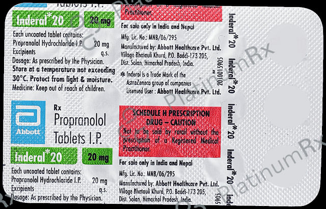 Inderal 20mg Tablet 15s