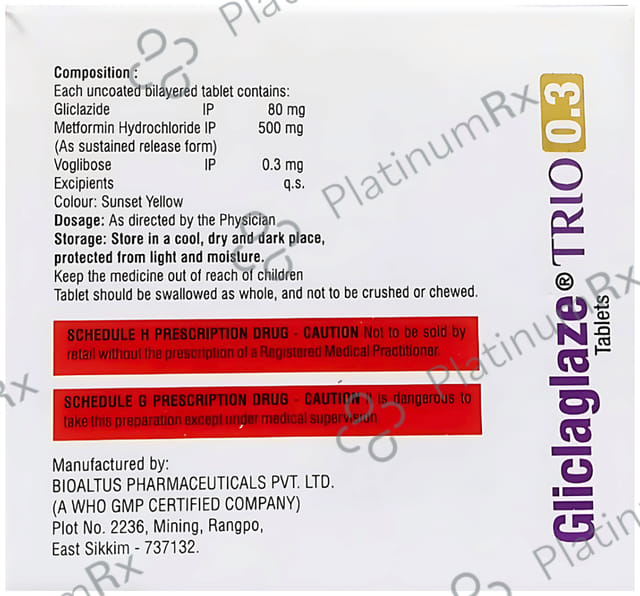 Gliclaglaze Trio 0.3/500/80mg Tablet SR 15s