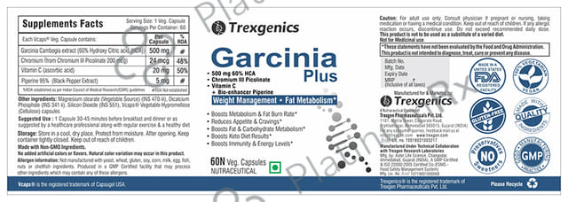 Trexgenics Garcinia Plus Weight Loss Support Veg Capsule