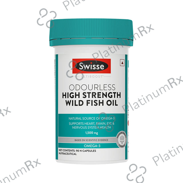 Swisse Ultiboost Odourless High Strength Wild Fish Oil Capsule with 1500mg Omega 3 - For Heart, Brain, Eye & Joint Health 90 capsules