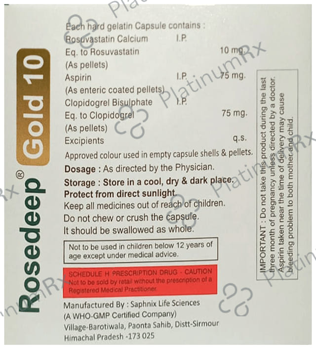 Rosedeep Gold 10/75/75mg Capsule 10s