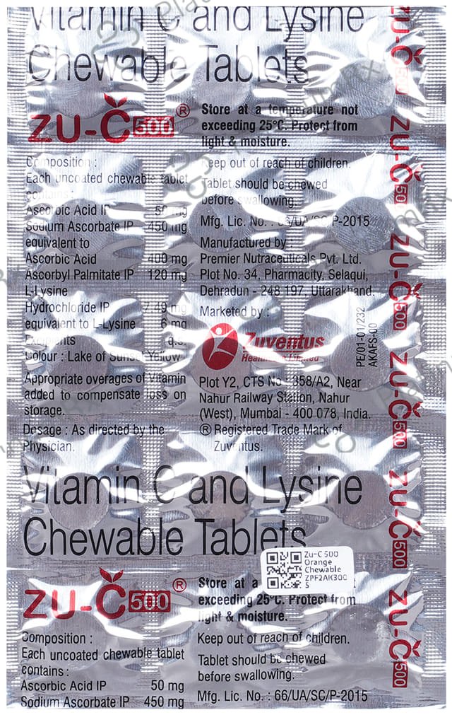 Zu-C 500 Orange Chewable Tablet