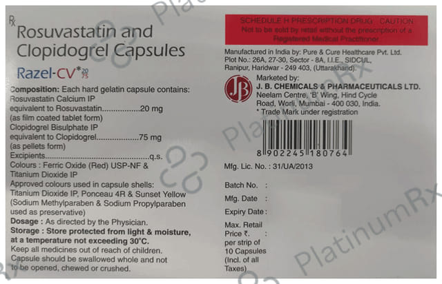 Razel CV 20/75mg Capsule 10s
