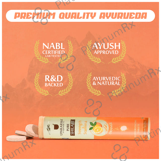 Upakarma Ayurveda Pure Shilajit Orange Flavour Effervescent Tablet 20s