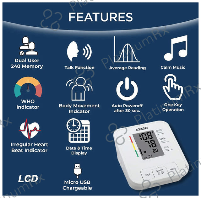 Agaro Bp 601 Automatic Digital Blood Pressure Monitor