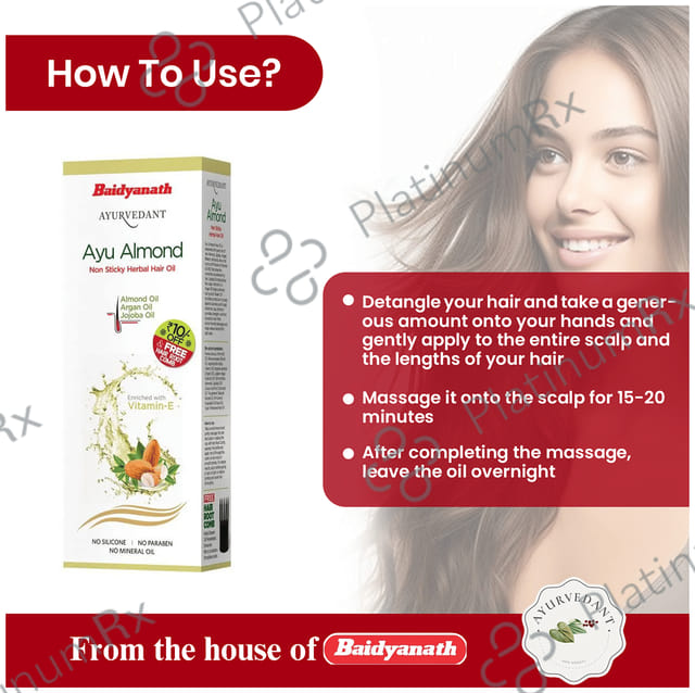 Baidyanath (Jhansi) Ayurvedant Herbal Hair Oil Ayu Almond Non Sticky