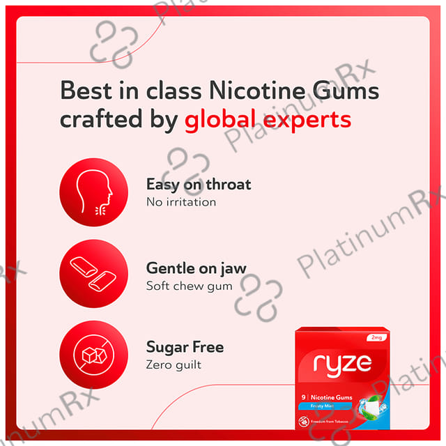 Ryze Nicotine 2mg Frosty Mint Gum 1x9s