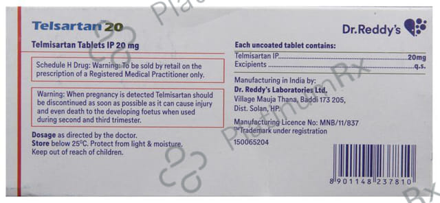 Telsartan 20mg Tablet 14s