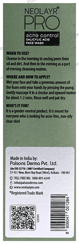 Neolayr Pro Acne Control Salicylic Acid Face Wash