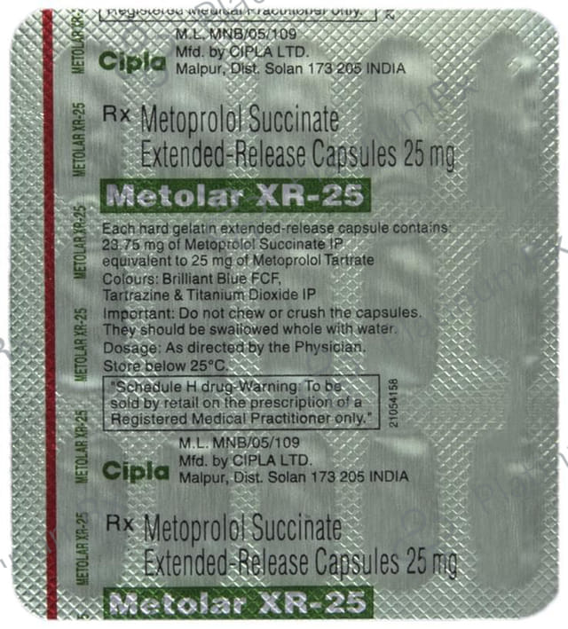 Metolar XR 25mg Capsule 15s