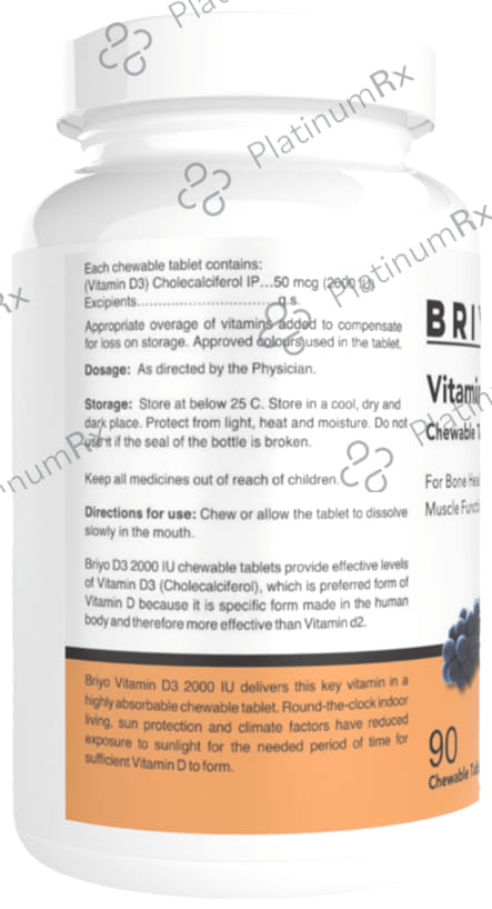 Briyo Vitamin D3 2000IU Chewable Tablet 90s