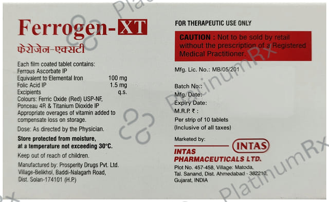 Ferrogen XT 100/1.5mg Tablet 10s