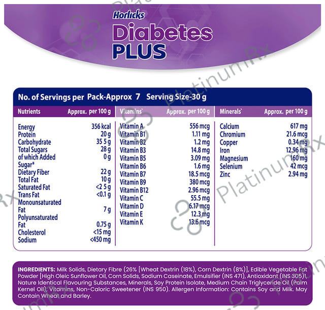 Horlicks Diabetes Plus for Blood Sugar & Weight Management - No Added Sugar - Flavour Vanilla Powder