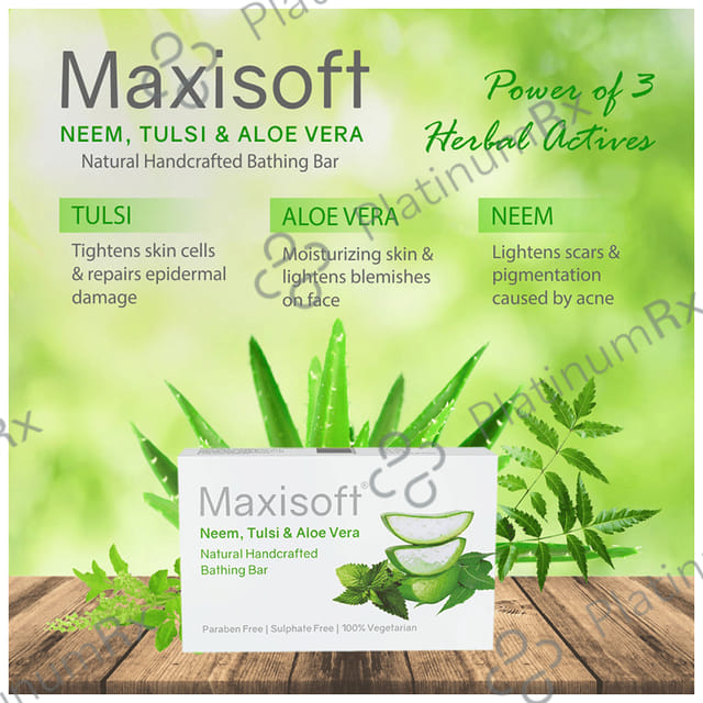Maxisoft Neem, Tulsi & Aloe Vera Bathing Bar (75gm Each) 3 units
