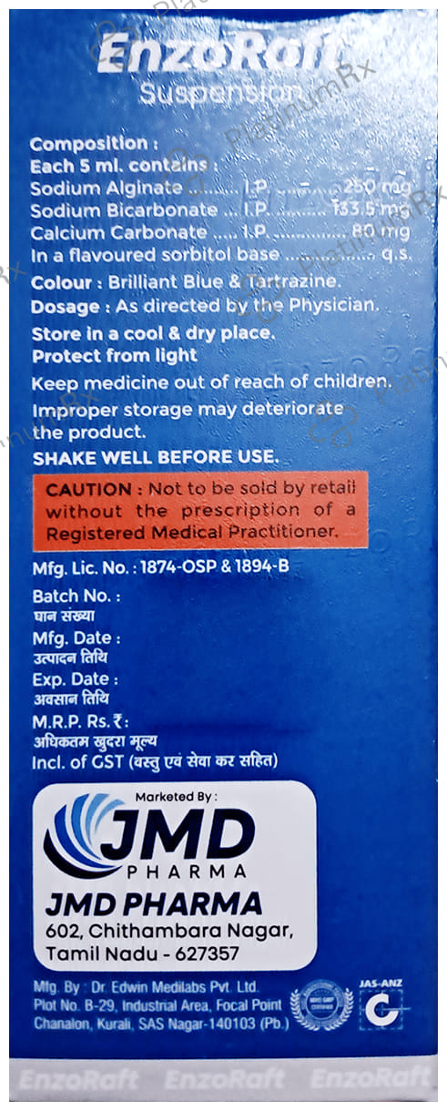 Enzoraft Oral Suspension Peppermint Sugar Free 150ml