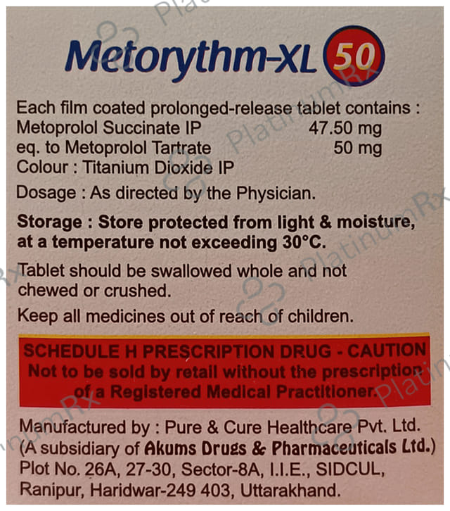 Metorythm Xl 50mg Tablet PR 15s