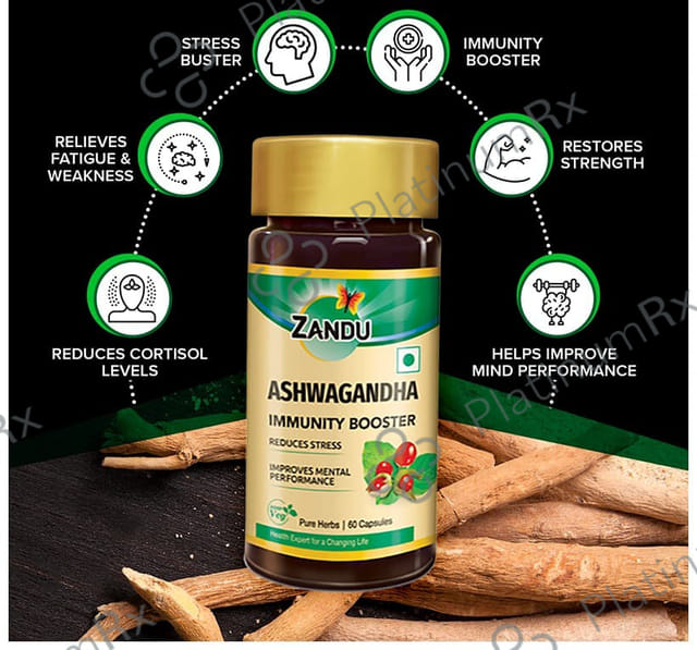 Zandu Ashwagandha Capsule - For Immunity, Stress & Mental Performance