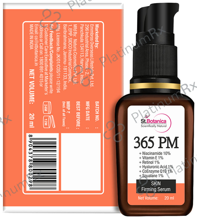 St.Botanica 365 PM + Niacinamide 10% + Vitamin E 1% + Retinol 1% + Hyaluronic Acid 1% + CoEnzyme Q10 1% + Squalane 1% Skin Firming Serum