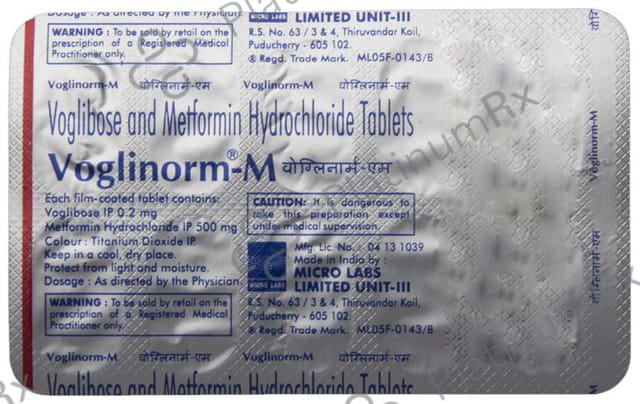 Voglinorm M 500/0.2mg Tablet 10s