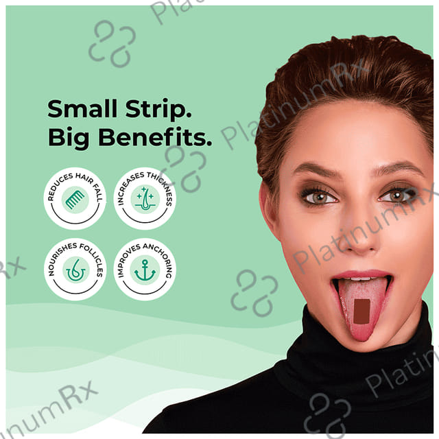 Wellbeing Nutrition Melts Into Hair Fall Control with Keranat & Zinc - Oral Thin Strip Tropical Strawberry