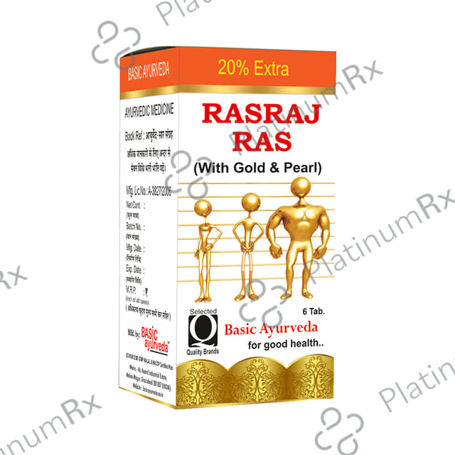 Basic Ayurveda Rasraj Ras with Gold & Pearl 6 tablets