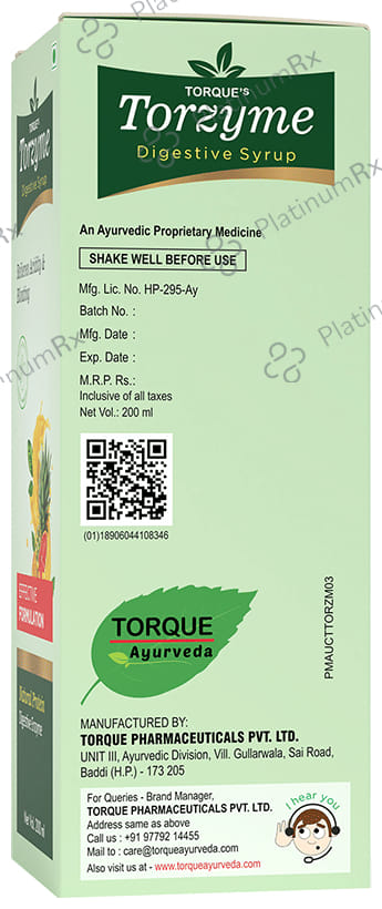 Torzyme Digestive Syrup Relieves Acidity & Bloating (200ml Each)