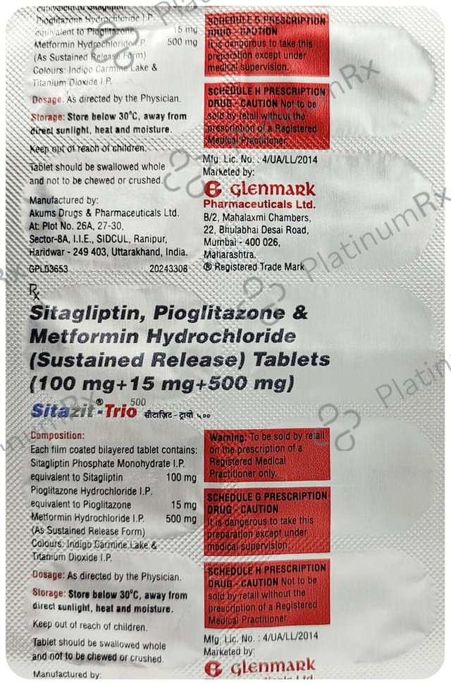 Sitazit Trio 15/100/500mg Tablet 10s