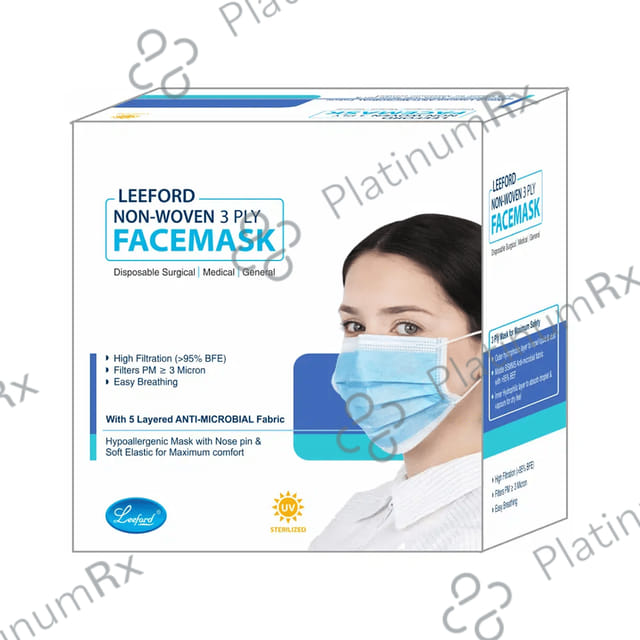 Leeford Non-Woven 3 Ply Facemask with 5 Layered Anti-Microbial Fabric 1 Mask