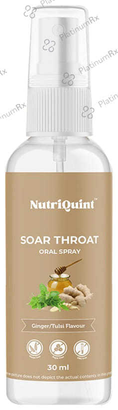 NutriQuint Soar Throat Oral Spray - Flavour Tulsi-Ginger