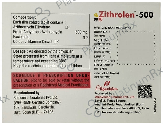 Zithrolen 500 Tablet