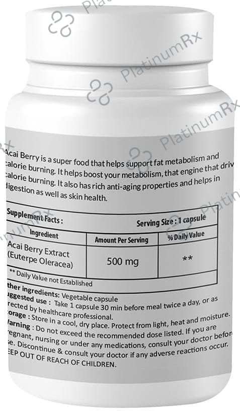 Zinnia Wellness Acai Berry Extract Veggie Capsule