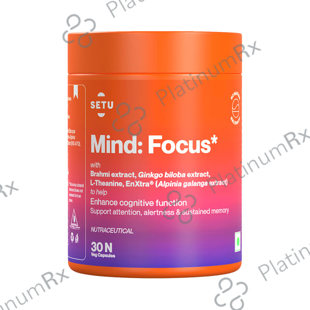 Setu Mind:Focus Veg Capsule with L-Theanine, Brahmi & Ginkgo Biloba