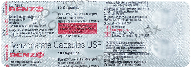 Lupins Benz Pearls 100mg Capsule 10s