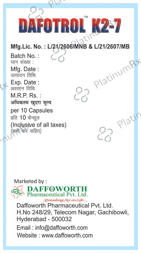 Dafotrol K2 7 Softgel Capsule Soft Gelatin Capsule