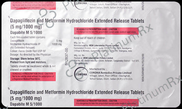 Dapabite M 5/1000mg Tablet ER 10s
