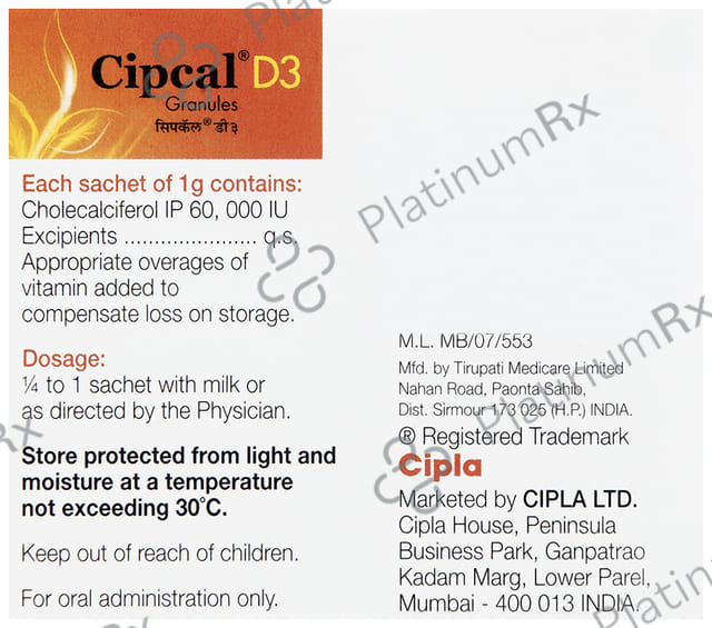 Cipcal D3 60000IU Granules 1gm