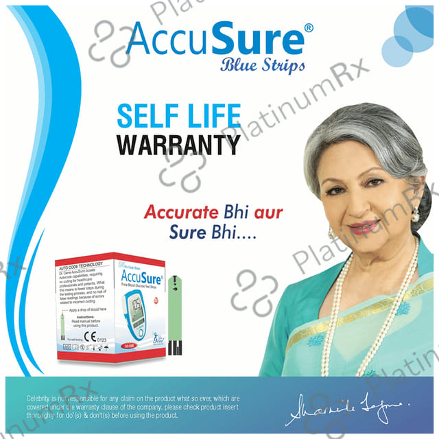 AccuSure Blood Glucose Test Strip Blue