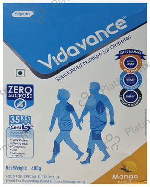 Vidavance Powder for Diabetes - Supports Blood Glucose Management - Sucrose Free - Flavour Mango