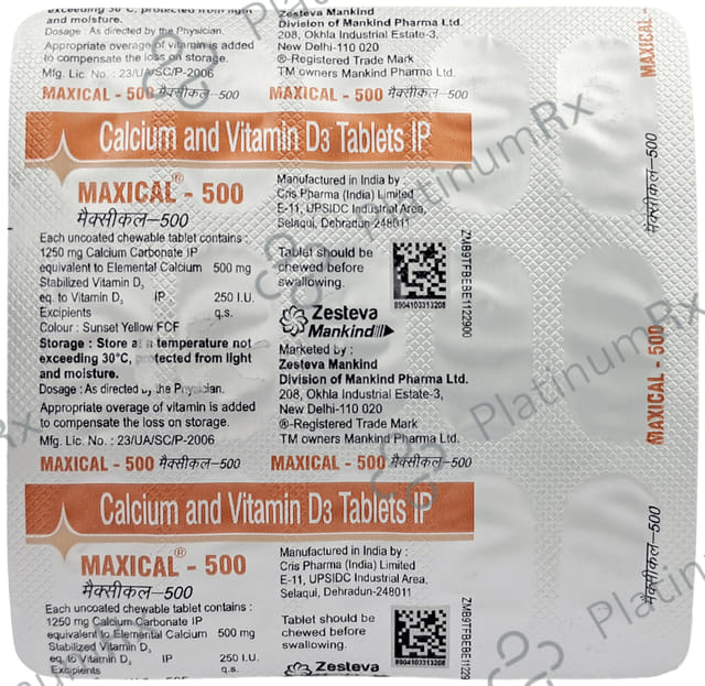 Maxical 500 500mg/250IU Tablet 15s