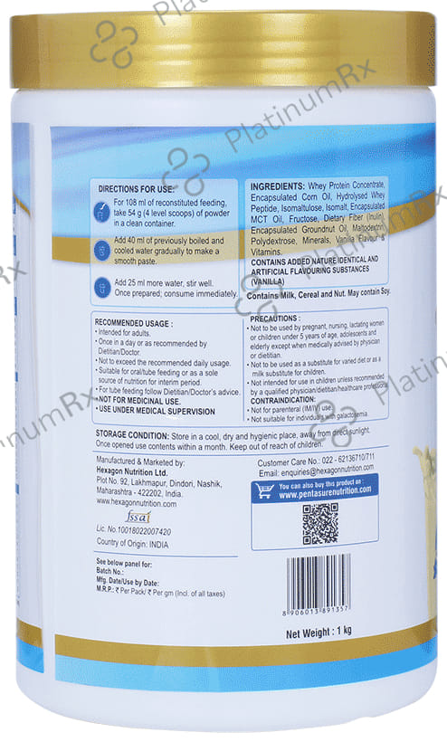 PentaSure 2.0 High Whey Protein Flavour Vanilla Powder 1kg