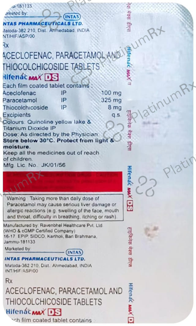 Hifenac Max DS 8mg/100mg/325mg Tablet