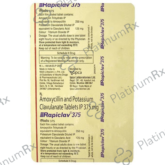 Rapiclav 250/125mg Tablet 10s