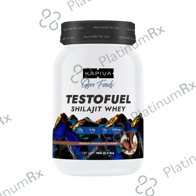 Kapiva TestoFuel Shilajit Whey Protein - Digezyme - Faster Absorption - Boosts Stamina -25gm Protein Powder Belgian Chocolate