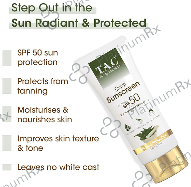 TAC The Ayurveda Co Eladi Sunscreen SPF 50 PA+++ Cream 50gm