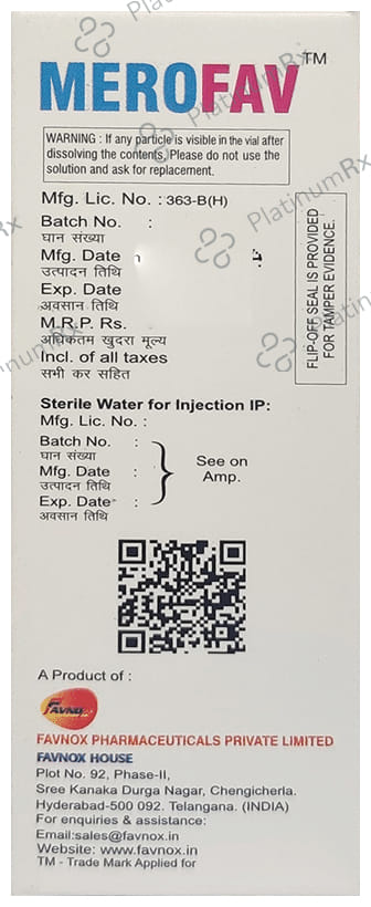 Merofav 1000mg Injection 1 Injection Favnox Pharma Pvt